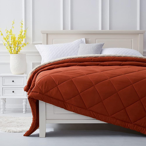 Sunstyle Home Quilt Queen Rust Lightweight Edredón Reversibl