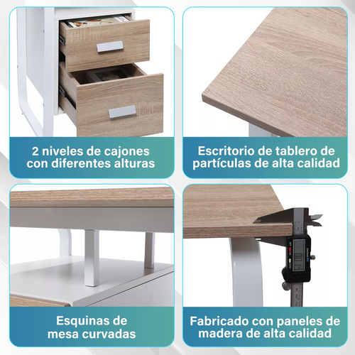 Guogo Mesa De Estudio De Oficina Minimalista Escritorio Con Dos Cajones Estudio Para Oficina En Casa Escritorios Modernos Escritorio Blanco
