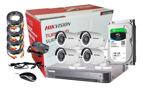 Kit Dvr 1080p 4 Canales + 04 Camara Bullet+disco Duro 1tb