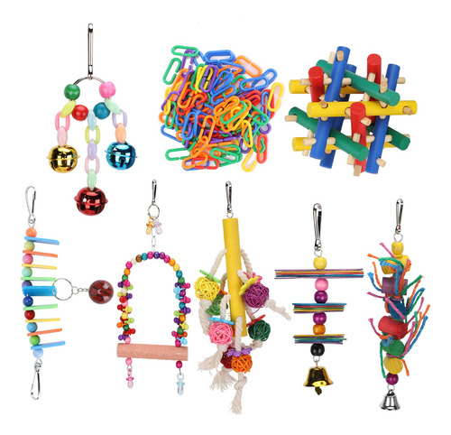 Bird Swing Toys 8pcs Parrots Bloques De Madera Para Morder