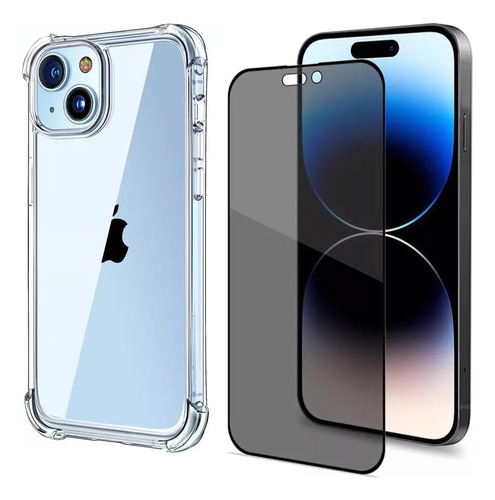 Kit Capa Capinha Para iPhone 15 + Pelicula Privacidade Fosca
