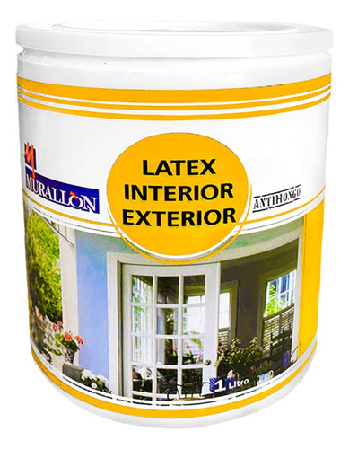 Pintura Latex Acrilico Premium Interior Ext Murallon 1 Litro Acabado Mate Color Blanco
