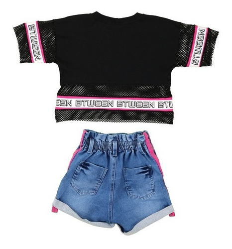 Imagem 3 de 3 de Conjunto Infantil Btween Um Mais Um Preto E Rosa 801103