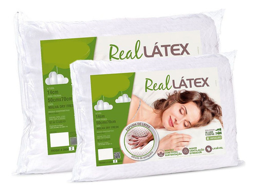 Set X2 Almohada Real Latex 100% Algodón Anti-acaros Lavable