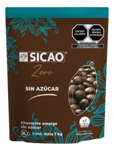 Chocolate Amargo Para Derretir Sin Azúcar Sicao Zero 1kg