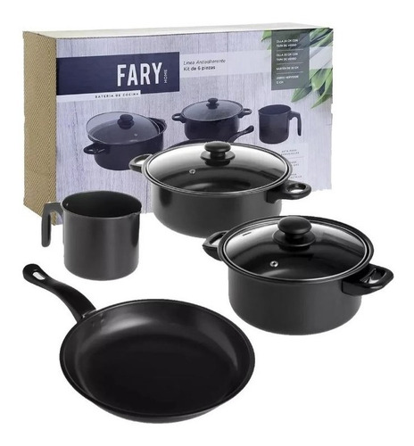 Set Olla Cacerola Sarten Jarro Fary Home 6 Pzas Bateria Bz3