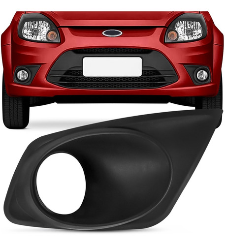 Grade Farol Milha Ford Ka 2012 2013 Com Furo Preta Moldura