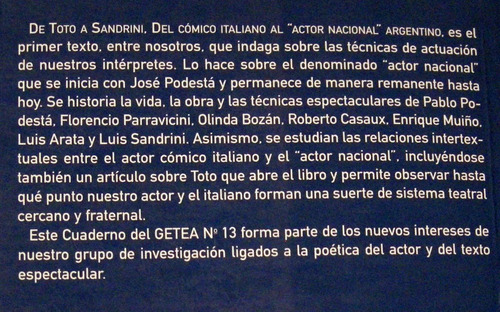 Pellettieri De Toto A Sandrini El Actor Nacional Argentino