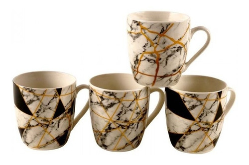 Set X6 Tazas Mug De Ceramica Diseño Marmol Con Asa 300cc