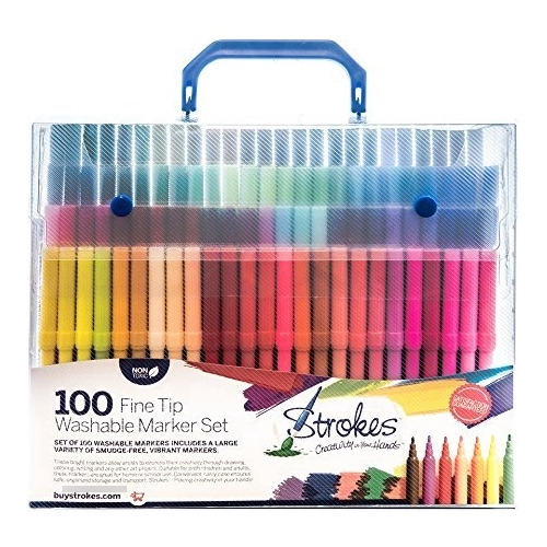 100 Marcador Punta Fina Para Ni Ño Stroke Art Lavable Mancha