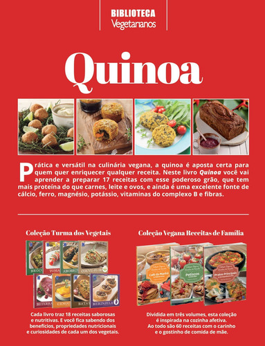 Cozinha Vegana - Quinoa: 17 receitas veganas saborosas e saudáveis , de Editora Europa. Editorial Editora Europa Ltda., capa mole em português, 2021
