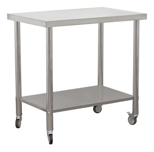 Mesa En Isla Ruedas 100% Acero Inoxidable 91x60x90