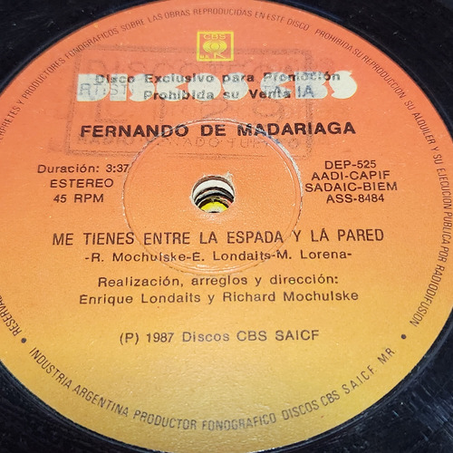 Simple Fernando De Madariaga Discos Cbs C7