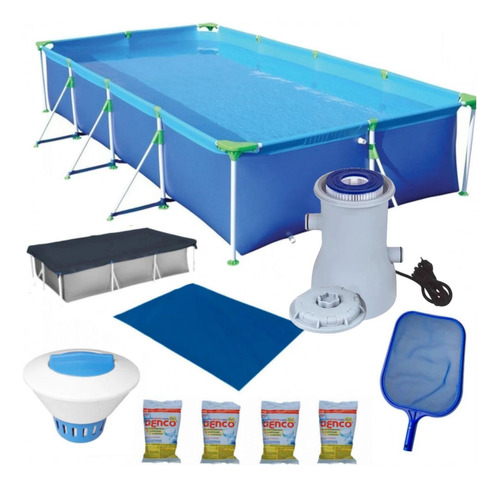 Piscina 6200l + Forro Capa Filtro Cloro Peneira Flutuador