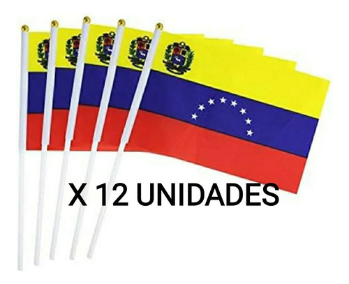 Bandera De Venezuela De Mano 12 Unidades 21 X 14 Cm