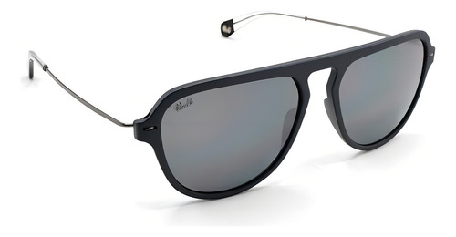 Anteojo Lente Sol Vulk Eldon Mblu-046/s10 -optica Del Bosque Lente Negro Pleno Varilla Plata Oscuro Armazón Azul Marino Oscuro Diseño Redondo