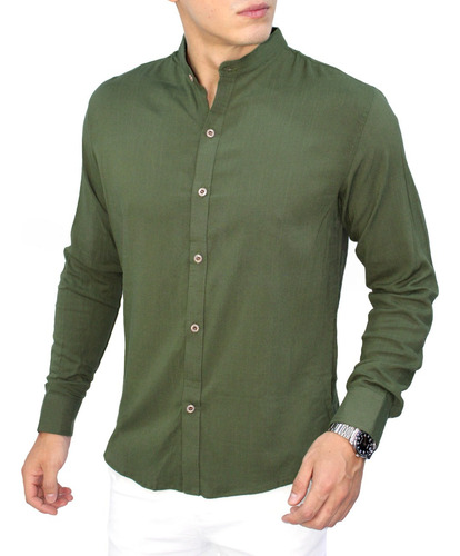 Camisas Cuello Neru Para Hombre | Manga Larga | Algodon