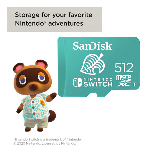 Tarjeta de memoria microSD Sandisk de 512 GB para Nintendo switch 100mb/s