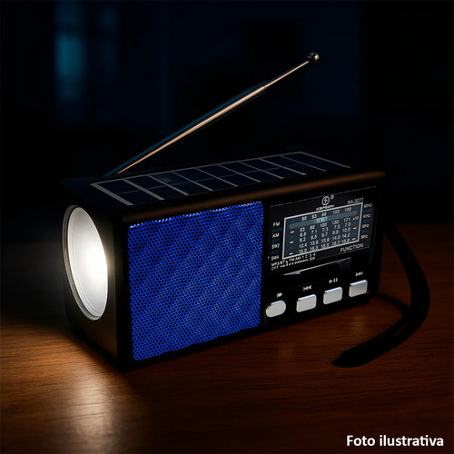 Rádio Emergência Bluetooth Fm/am Com Lanterna Led Recarregáv