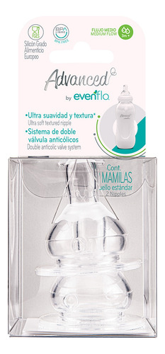 Evenflo Tetinas Light 2 Piezas Chupones Flujo Medio + 3m