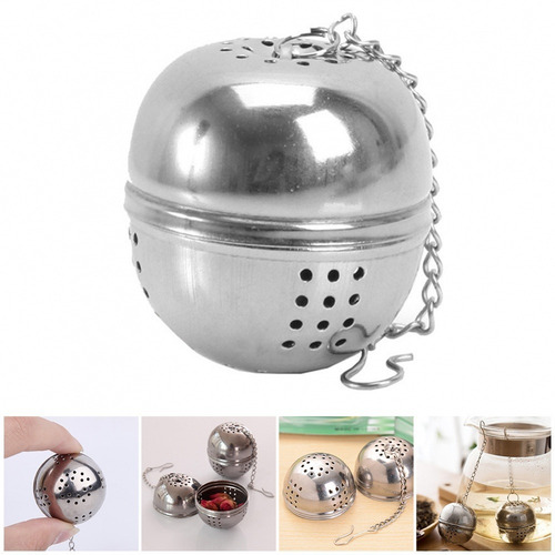 Imagen 2 de 3 de Filtro Infusor Bolita De Té Hebras Acero Inoxidable Redondo