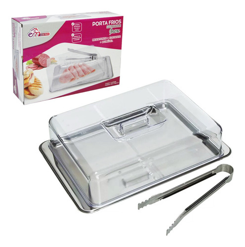 Conjunto Porta Frios Com Pegador Inox Empilhavel 3 Pçs