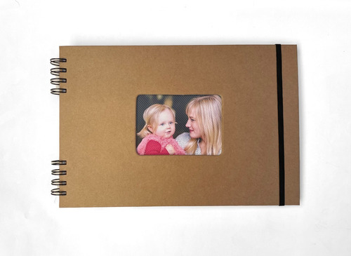  Álbum De Fotos / Scrapbook Apaisado Con Ventana Hojas Kraft