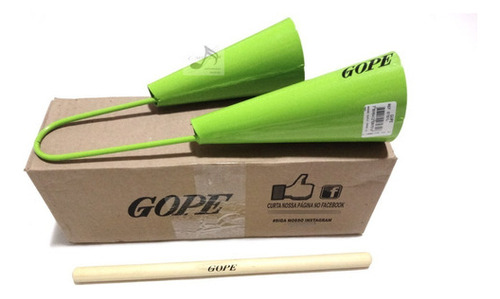 Doble AgogĂ´ con baqueta profesional color verde - Gope
