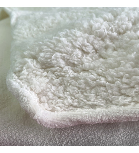 Frazada Con Corderito Tela Flannel 2 1/2 Plazas Térmica Beig Beige Liso