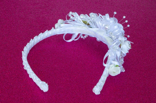 Imagen 7 de 7 de Diadema Tocado Tiara Comunión Bautizo Fiesta Paje Dana Hadas