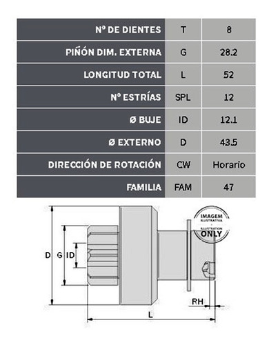 Imagen 2 de 6 de Bendix De Arranque Tipo Lucas Suzuki Alto/maruti 8d 12e