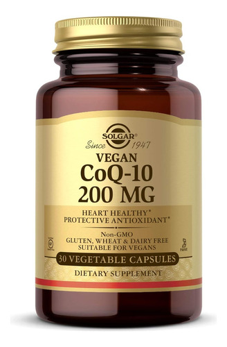 Coq10 200 Mg Vegano Solgar 30 Cápsulas Vegetales