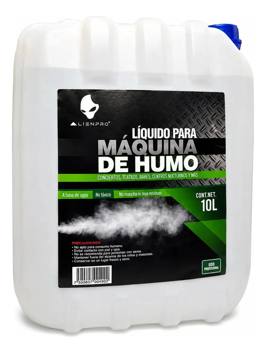 Líquido Máquina Cámara Humo Alienpro Base Agua No Tóxico 10l Blanco