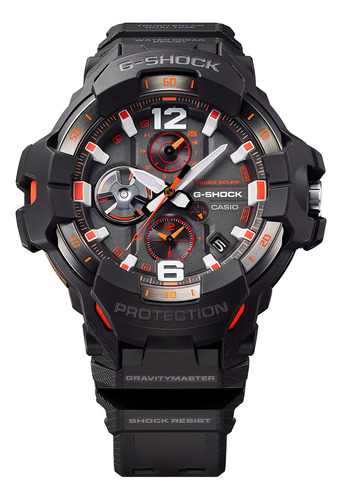 Relógio masculino Casio GR-B300-1A4DR G-shock, pulseira preta, moldura preta, fundo cinza