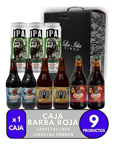 Cerveza Barba Roja Ipa + Mix Botella Y Lata. Box Regalo
