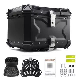 New Caja Moto Top Case Aluminio Baul Con Base Universal 45 L