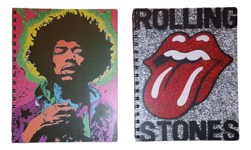 Pack 2 Cuadernos  Jimi Hendrix  Y  Rolling Stones  Rock 