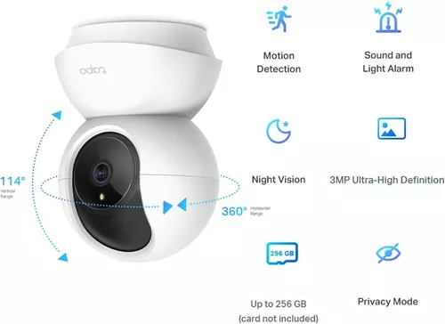 Tapo C210 3mp 2k Cámara Wi-fi De Vigilancia Interior 360º