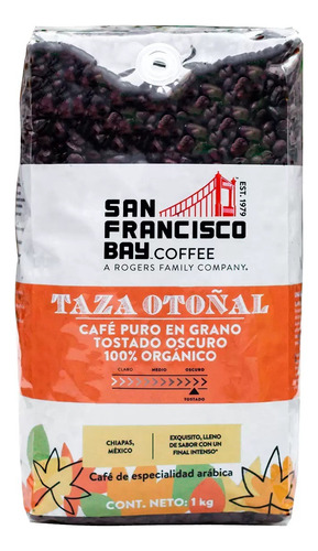 Café Puro En Grano Orgánico Taza Otoñal Tostado Oscuro 1kg