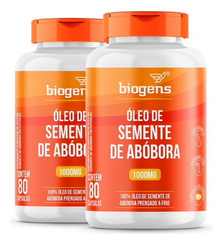 Kit C/ 2x Óleo De Semente De Abóbora Prensado A Frio, 1000mg Por Cápsula, 160cps | Bigens