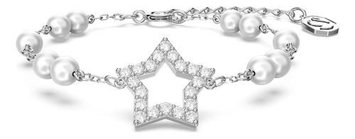 Pulsera Swarovski Stella, Perlas De Cristal, Estrella, Blanc