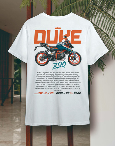 Playera Oasiis Geek Ktm Duke 390 Unisex G Blanco
