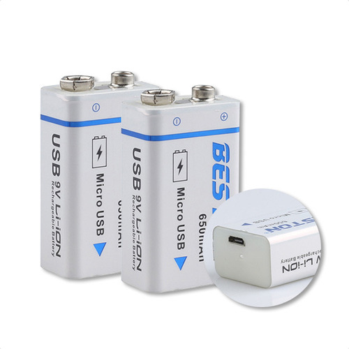 Bateria 9v Recargable 650mah Beston Usb Pack De 2 Unidades