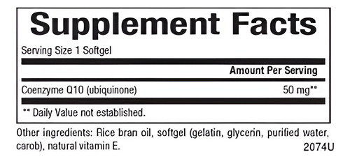 Coenzima Q10 50 Mg 60 Softgels Natural Factors Sin Sabor