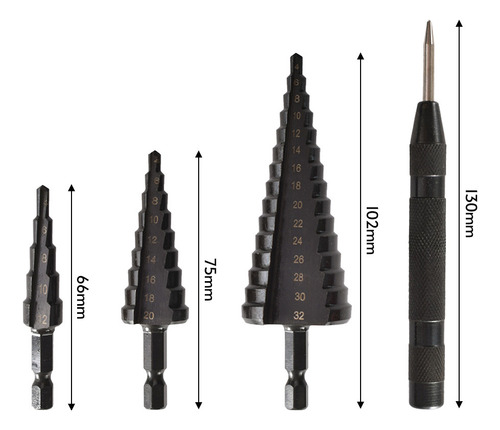 Juego De Brocas Escalonadas Hss Cobalt For Metal, Pvc Y Mad