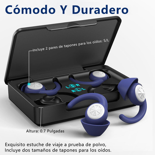 2 Pares Tapones Para Los Oídos Dormir Silicona Suave -33db, Tapones Auditivos Reducción De Ruido Reutilizables Protección Auditiva Para Sueño, Enfocar, Ronquidos, Viajes, Trabajar, Estudiar, Azul