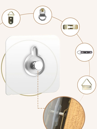10/20 Pcs Adhesive Wall-mounted Hooks Poster Photo Frame