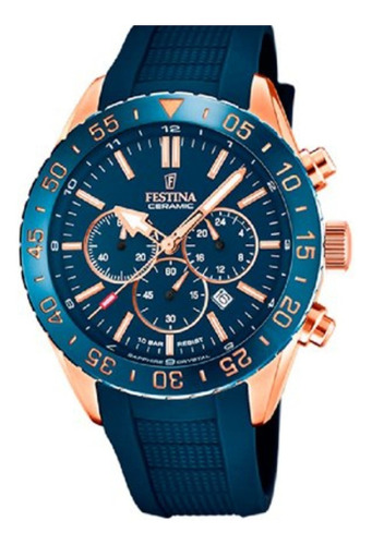 Reloj Festina Hombre F20516.1 Ceramic Caucho Azul Wr100