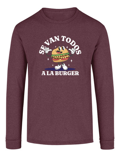 Playera Jaspeada Manga Larga Se Van Todos A La Burger