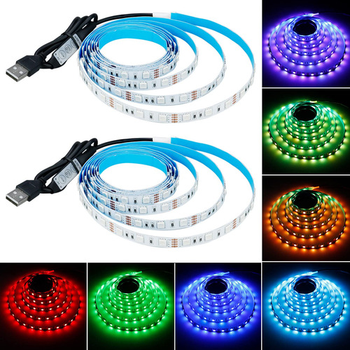 Kxzm Tira De Luz Led Rgb Usb De 5 V, Alimentada Por Usb, 13.